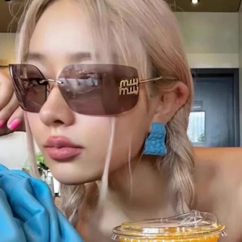 Luxury Retro Frameless Design UV400 Protection Women's Fashion Sunglasses